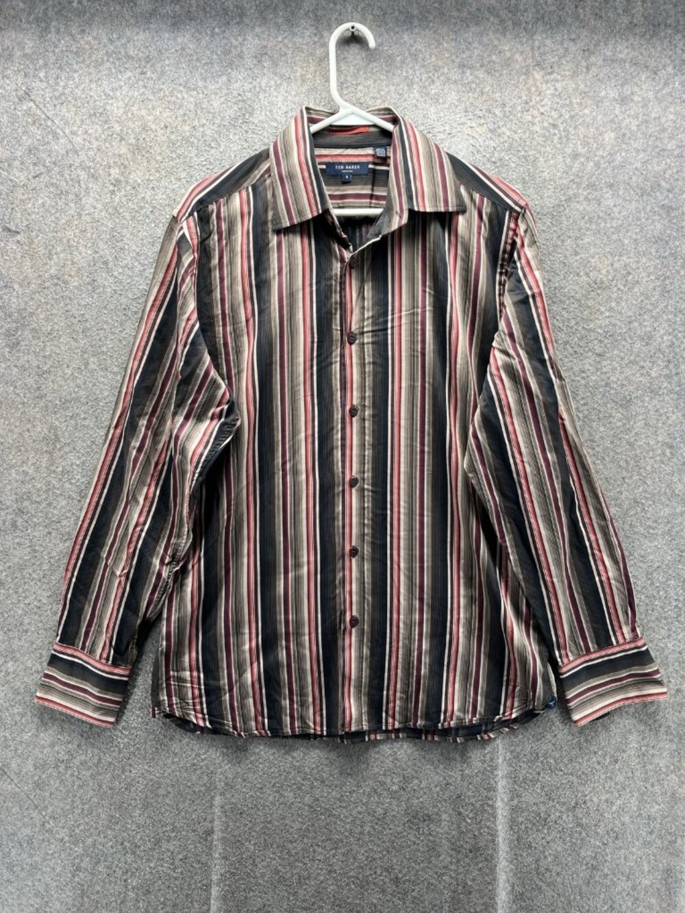 Ted Baker Shirt Men 4 Multicolor Stripe Long Sleeve Button Up Cotton Casual